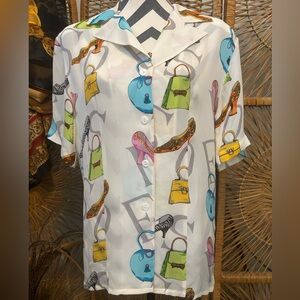 Vintage NWT stylish designer graphic silk blouse